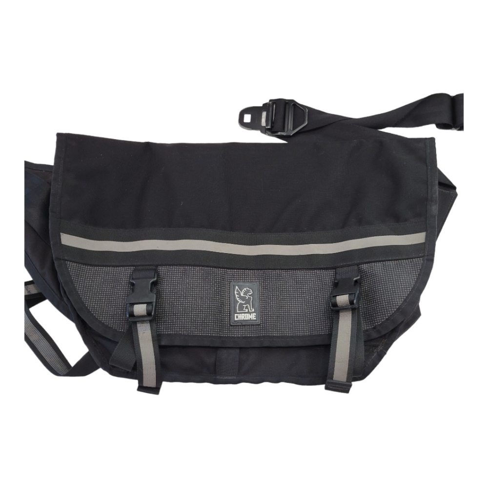 Chrome Black Reflective Stripe Messenger Bag